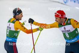 23.01.2021 Lahti, Finland (FIN): Fabian Riessle (GER), Johannes Rydzek (GER), (l-r)  - FIS world cup nordic combined men, individual gundersen HS130/10km, Lahti (FIN). www.nordicfocus.com. © Vianney THIBAUT/NordicFocus. Every downloaded picture is fee-liable.
