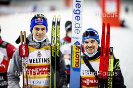 24.01.2021 Lahti, Finland (FIN): Fabian Riessle (GER), Vinzenz Geiger (GER), (l-r)  - FIS world cup nordic combined men, team sprint HS130/2x7.5km, Lahti (FIN). www.nordicfocus.com. © Modica/NordicFocus. Every downloaded picture is fee-liable.
