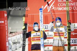24.01.2021 Lahti, Finland (FIN): Vinzenz Geiger (GER), Fabian Riessle (GER), (l-r) - FIS world cup nordic combined men, team sprint HS130/2x7.5km, Lahti (FIN). www.nordicfocus.com. © Modica/NordicFocus. Every downloaded picture is fee-liable.