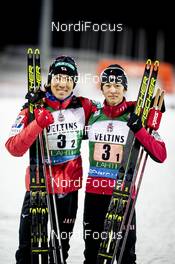 24.01.2021 Lahti, Finland (FIN): Akito Watabe (JPN), Ryota Yamamoto (JPN), (l-r)  - FIS world cup nordic combined men, team sprint HS130/2x7.5km, Lahti (FIN). www.nordicfocus.com. © Modica/NordicFocus. Every downloaded picture is fee-liable.