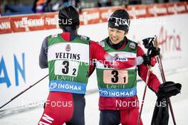 24.01.2021 Lahti, Finland (FIN): Akito Watabe (JPN), Ryota Yamamoto (JPN), (l-r)  - FIS world cup nordic combined men, team sprint HS130/2x7.5km, Lahti (FIN). www.nordicfocus.com. © Modica/NordicFocus. Every downloaded picture is fee-liable.