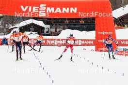29.01.2021, Seefeld, Austria (AUT): Vinzenz Geiger (GER), Espen Bjoernstad (NOR), Ilkka Herola (FIN) (l-r)  - FIS world cup nordic combined men, individual gundersen HS109/5km, Seefeld (AUT). www.nordicfocus.com. © Volk/NordicFocus. Every downloaded picture is fee-liable.