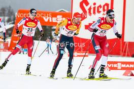 29.01.2021, Seefeld, Austria (AUT): Espen Andersen (NOR), Johannes Rydzek (GER), Joergen Graabak (NOR) (l-r)  - FIS world cup nordic combined men, individual gundersen HS109/5km, Seefeld (AUT). www.nordicfocus.com. © Volk/NordicFocus. Every downloaded picture is fee-liable.