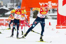 29.01.2021, Seefeld, Austria (AUT): Manuel Faisst (GER), Eric Frenzel (GER) (l-r)  - FIS world cup nordic combined men, individual gundersen HS109/5km, Seefeld (AUT). www.nordicfocus.com. © Volk/NordicFocus. Every downloaded picture is fee-liable.