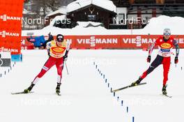 29.01.2021, Seefeld, Austria (AUT): Jarl Magnus Riiber (NOR), Akito Watabe (JPN) (l-r)  - FIS world cup nordic combined men, individual gundersen HS109/5km, Seefeld (AUT). www.nordicfocus.com. © Volk/NordicFocus. Every downloaded picture is fee-liable.