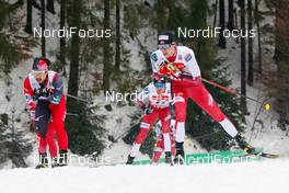 06.02.2021, Klingenthal, Germany (GER): Hideaki Nagai (JPN), Espen Bjoernstad (NOR), Harald Riiber (NOR) (l-r)  - FIS world cup nordic combined men, individual gundersen HS140/10km, Klingenthal (GER). www.nordicfocus.com. © Volk/NordicFocus. Every downloaded picture is fee-liable.