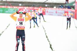 06.02.2021, Klingenthal, Germany (GER): Vinzenz Geiger (GER), podium - FIS world cup nordic combined men, individual gundersen HS140/10km, Klingenthal (GER). www.nordicfocus.com. © Reichert/NordicFocus. Every downloaded picture is fee-liable.