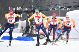 06.02.2021, Klingenthal, Germany (GER): Eric Frenzel (GER), Fabian Riessle (GER), Johannes Rydzek (GER), Vinzenz Geiger (GER), group - FIS world cup nordic combined men, individual gundersen HS140/10km, Klingenthal (GER). www.nordicfocus.com. © Reichert/NordicFocus. Every downloaded picture is fee-liable.