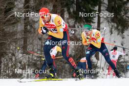 07.02.2021, Klingenthal, Germany (GER): Johannes Rydzek (GER), Fabian Rießle (GER) (l-r)  - FIS world cup nordic combined men, individual gundersen HS140/10km, Klingenthal (GER). www.nordicfocus.com. © Volk/NordicFocus. Every downloaded picture is fee-liable.