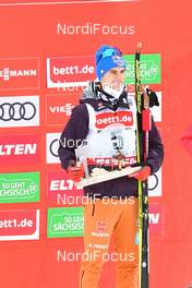 07.02.2021, Klingenthal, Germany (GER): Vinzenz Geiger (GER), podium - FIS world cup nordic combined men, individual gundersen HS140/10km, Klingenthal (GER). www.nordicfocus.com. © Reichert/NordicFocus. Every downloaded picture is fee-liable.