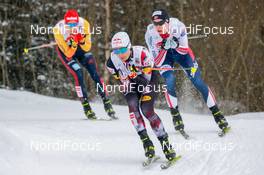 20.03.2021, Klingenthal, Germany (GER): Terence Weber (GER), Johannes Lamparter (AUT), Jens Luraas Oftebro (NOR) (l-r)  - FIS world cup nordic combined men, individual gundersen HS140/10km, Klingenthal (GER). www.nordicfocus.com. © Volk/NordicFocus. Every downloaded picture is fee-liable.