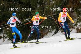 20.03.2021, Klingenthal, Germany (GER): Kristjan Ilves (EST), Fabian Riessle (GER), Eric Frenzel (GER) (l-r)  - FIS world cup nordic combined men, individual gundersen HS140/10km, Klingenthal (GER). www.nordicfocus.com. © Volk/NordicFocus. Every downloaded picture is fee-liable.