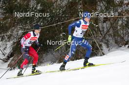 20.03.2021, Klingenthal, Germany (GER): Kodai Kimura (JPN), Iacopo Bortolas (ITA) (l-r)  - FIS world cup nordic combined men, individual gundersen HS140/10km, Klingenthal (GER). www.nordicfocus.com. © Volk/NordicFocus. Every downloaded picture is fee-liable.
