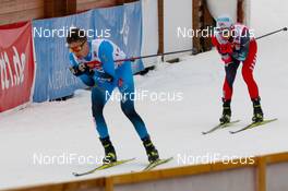 21.03.2021, Klingenthal, Germany (GER): Laurent Mühlethaler (FRA), Akito Watabe (JPN) (l-r)  - FIS world cup nordic combined men, individual gundersen HS140/10km, Klingenthal (GER). www.nordicfocus.com. © Volk/NordicFocus. Every downloaded picture is fee-liable.