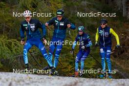 22.10.2021, Ramsau, Austria (AUT): Ilkka Herola (FIN), Arttu Mäkiaho (FIN), Leevi Mutru (FIN), Perttu Reponen (FIN) (l-r)  - Nordic Combined training, Ramsau (AUT). www.nordicfocus.com. © Volk/NordicFocus. Every downloaded picture is fee-liable.