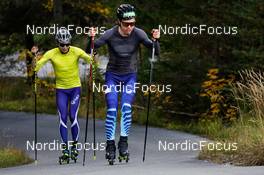 22.10.2021, Ramsau, Austria (AUT): Eero Hirvonen (FIN), Arttu Maekiaho (FIN) (l-r)  - Nordic Combined training, Ramsau (AUT). www.nordicfocus.com. © Volk/NordicFocus. Every downloaded picture is fee-liable.
