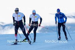 22.10.2021, Ramsau, Austria (AUT): Thomas Jöbstl (AUT), Mario Seidl (AUT), Leevi Mutru (FIN) (l-r)  - Nordic Combined training, Ramsau (AUT). www.nordicfocus.com. © Volk/NordicFocus. Every downloaded picture is fee-liable.