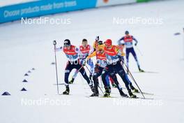 26.02.2021, Oberstdorf, Germany (GER): Jens Luraas Oftebro (NOR), Fabian Riessle (GER), Eric Frenzel (GER), (l-r)  - FIS nordic world ski championships nordic combined men, individual gundersen HS106/10km, Oberstdorf (GER). www.nordicfocus.com. © Thibaut/NordicFocus. Every downloaded picture is fee-liable.