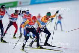 26.02.2021, Oberstdorf, Germany (GER): Eric Frenzel (GER), Fabian Riessle (GER), (l-r)  - FIS nordic world ski championships nordic combined men, individual gundersen HS106/10km, Oberstdorf (GER). www.nordicfocus.com. © Thibaut/NordicFocus. Every downloaded picture is fee-liable.