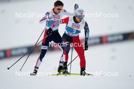 04.03.2021, Oberstdorf, Germany (GER): Jarl Magnus Riiber (NOR), Akito Watabe (JPN),   - FIS nordic world ski championships nordic combined men, individual gundersen HS137/10km, Oberstdorf (GER). www.nordicfocus.com. © Thibaut/NordicFocus. Every downloaded picture is fee-liable.