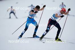 04.03.2021, Oberstdorf, Germany (GER): Matteo Baud (FRA), Johannes Rydzek (GER),   - FIS nordic world ski championships nordic combined men, individual gundersen HS137/10km, Oberstdorf (GER). www.nordicfocus.com. © Thibaut/NordicFocus. Every downloaded picture is fee-liable.