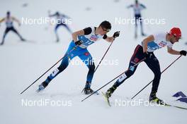 04.03.2021, Oberstdorf, Germany (GER): Matteo Baud (FRA), Johannes Rydzek (GER),   - FIS nordic world ski championships nordic combined men, individual gundersen HS137/10km, Oberstdorf (GER). www.nordicfocus.com. © Thibaut/NordicFocus. Every downloaded picture is fee-liable.