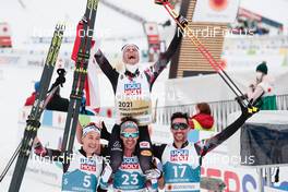 04.03.2021, Oberstdorf, Germany (GER): Mario Seidl (AUT), Lukas Klapfer (AUT), Johannes Lamparter (AUT), Lukas Greiderer (AUT) - FIS nordic world ski championships nordic combined men, individual gundersen HS137/10km, Oberstdorf (GER). www.nordicfocus.com. © Modica/NordicFocus. Every downloaded picture is fee-liable.