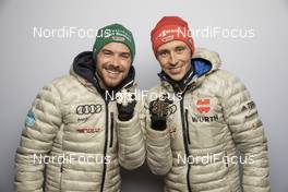 26.02.2021, Oberstdorf, Germany (GER): Fabian Riessle (GER), Eric Frenzel (GER), (l-r)  - FIS nordic world ski championships nordic combined men, medals, Oberstdorf (GER). www.nordicfocus.com. © Modica/NordicFocus. Every downloaded picture is fee-liable.