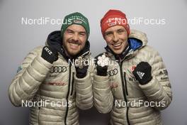 26.02.2021, Oberstdorf, Germany (GER): Fabian Riessle (GER), Eric Frenzel (GER), (l-r)  - FIS nordic world ski championships nordic combined men, medals, Oberstdorf (GER). www.nordicfocus.com. © Modica/NordicFocus. Every downloaded picture is fee-liable.