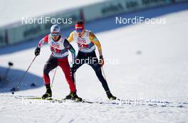 28.02.2021, Oberstdorf, Germany (GER): Akito Watabe (JPN), Terence Weber (GER), (l-r) - FIS nordic world ski championships nordic combined men, team HS106/4x5km, Oberstdorf (GER). www.nordicfocus.com. © Thibaut/NordicFocus. Every downloaded picture is fee-liable.