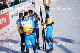 28.02.2021, Oberstdorf, Germany (GER): Antoine Gerard (FRA), Gael Blondeau (FRA), Matteo Baud (FRA), Laurent Muehlethaler (FRA), (l-r) - FIS nordic world ski championships nordic combined men, team HS106/4x5km, Oberstdorf (GER). www.nordicfocus.com. © Thibaut/NordicFocus. Every downloaded picture is fee-liable.