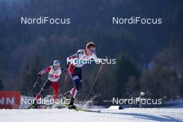 28.02.2021, Oberstdorf, Germany (GER): Akito Watabe (JPN), Espen Bjoernstad (NOR), (l-r) - FIS nordic world ski championships nordic combined men, team HS106/4x5km, Oberstdorf (GER). www.nordicfocus.com. © Thibaut/NordicFocus. Every downloaded picture is fee-liable.