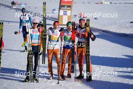 28.02.2021, Oberstdorf, Germany (GER): Vinzenz Geiger (GER), Eric Frenzel (GER), Fabian Riessle (GER), Terence Weber (GER), (l-r) - FIS nordic world ski championships nordic combined men, team HS106/4x5km, Oberstdorf (GER). www.nordicfocus.com. © Thibaut/NordicFocus. Every downloaded picture is fee-liable.