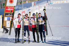 28.02.2021, Oberstdorf, Germany (GER): Espen Bjoernstad (NOR), Jarl Magnus Riiber (NOR), Joergen Graabak (NOR), Jens Luraas Oftebro (NOR), (l-r) - FIS nordic world ski championships nordic combined men, team HS106/4x5km, Oberstdorf (GER). www.nordicfocus.com. © Thibaut/NordicFocus. Every downloaded picture is fee-liable.