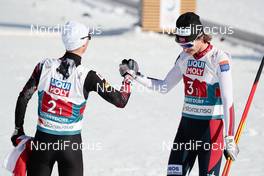 06.03.2021, Oberstdorf, Germany (GER): Johannes Lamparter (AUT), Espen Andersen (NOR) - FIS nordic world ski championships nordic combined men, team sprint HS137/2x7.5km, Oberstdorf (GER). www.nordicfocus.com. © Modica/NordicFocus. Every downloaded picture is fee-liable.