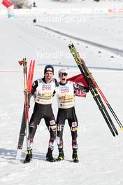 06.03.2021, Oberstdorf, Germany (GER): Fabian Riessle (GER), Eric Frenzel (GER) - FIS nordic world ski championships nordic combined men, team sprint HS137/2x7.5km, Oberstdorf (GER). www.nordicfocus.com. © Modica/NordicFocus. Every downloaded picture is fee-liable.