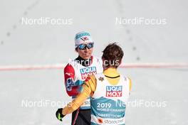 06.03.2021, Oberstdorf, Germany (GER): Akito Watabe (JPN), Eric Frenzel (GER) - FIS nordic world ski championships nordic combined men, team sprint HS137/2x7.5km, Oberstdorf (GER). www.nordicfocus.com. © Modica/NordicFocus. Every downloaded picture is fee-liable.