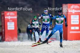 26.11.2021, Ruka, Finland (FIN): Vid Vrhovnik (SLO), Marco Heinis (FRA), (l-r)  - FIS world cup nordic combined men, individual gundersen HS142/5km, Ruka (FIN). www.nordicfocus.com. © Thibaut/NordicFocus. Every downloaded picture is fee-liable.