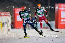 26.11.2021, Ruka, Finland (FIN): Julian Schmid (GER), Franz-Josef Rehrl (AUT), (l-r)  - FIS world cup nordic combined men, individual gundersen HS142/5km, Ruka (FIN). www.nordicfocus.com. © Thibaut/NordicFocus. Every downloaded picture is fee-liable.