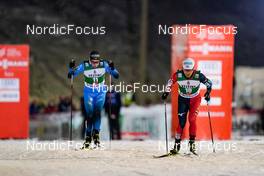 26.11.2021, Ruka, Finland (FIN): Laurent Muhlethaler (FRA), Akito Watabe (JPN), (l-r)  - FIS world cup nordic combined men, individual gundersen HS142/5km, Ruka (FIN). www.nordicfocus.com. © Thibaut/NordicFocus. Every downloaded picture is fee-liable.