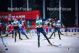 27.11.2021, Ruka, Finland (FIN): Eric Frenzel (GER), Kristjan Ilves (EST), Terence Weber (GER), Vinzenz Geiger (GER), (l-r)  - FIS world cup nordic combined men, individual gundersen HS142/10km, Ruka (FIN). www.nordicfocus.com. © Modica/NordicFocus. Every downloaded picture is fee-liable.