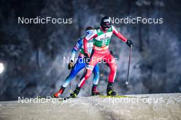 27.11.2021, Ruka, Finland (FIN): Vid Vrhovnik (SLO), Jens Luraas Oftebro (NOR), (l-r)  - FIS world cup nordic combined men, individual gundersen HS142/10km, Ruka (FIN). www.nordicfocus.com. © Modica/NordicFocus. Every downloaded picture is fee-liable.