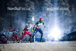 27.11.2021, Ruka, Finland (FIN): Ben Loomis (USA), Stefan Rettenegger (AUT), Mario Seidl (AUT) - FIS world cup nordic combined men, individual gundersen HS142/10km, Ruka (FIN). www.nordicfocus.com. © Modica/NordicFocus. Every downloaded picture is fee-liable.