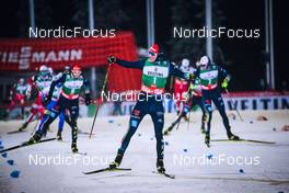 27.11.2021, Ruka, Finland (FIN): Eric Frenzel (GER), Terence Weber (GER), Vinzenz Geiger (GER), (l-r)  - FIS world cup nordic combined men, individual gundersen HS142/10km, Ruka (FIN). www.nordicfocus.com. © Modica/NordicFocus. Every downloaded picture is fee-liable.