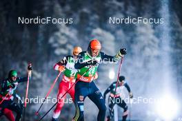 27.11.2021, Ruka, Finland (FIN): Fabian Riessle (GER), Thomas Joebstl (AUT), Johannes Rydzek (GER), (l-r)  - FIS world cup nordic combined men, individual gundersen HS142/10km, Ruka (FIN). www.nordicfocus.com. © Modica/NordicFocus. Every downloaded picture is fee-liable.