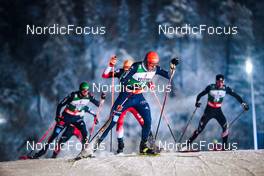 27.11.2021, Ruka, Finland (FIN): Fabian Riessle (GER), Johannes Rydzek (GER), Ben Loomis (USA), (l-r)  - FIS world cup nordic combined men, individual gundersen HS142/10km, Ruka (FIN). www.nordicfocus.com. © Modica/NordicFocus. Every downloaded picture is fee-liable.