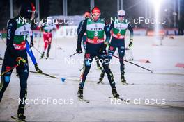 27.11.2021, Ruka, Finland (FIN): Terence Weber (GER), Eric Frenzel (GER), Vinzenz Geiger (GER), (l-r)  - FIS world cup nordic combined men, individual gundersen HS142/10km, Ruka (FIN). www.nordicfocus.com. © Modica/NordicFocus. Every downloaded picture is fee-liable.