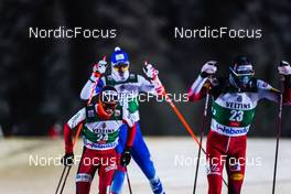 28.11.2021, Ruka, Finland (FIN): Kasper Moen Flatla (NOR), Tomas Portyk (CZE), Stefan Rettenegger (AUT), (l-r)  - FIS world cup nordic combined men, individual gundersen HS142/10km, Ruka (FIN). www.nordicfocus.com. © Thibaut/NordicFocus. Every downloaded picture is fee-liable.