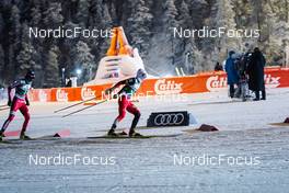 28.11.2021, Ruka, Finland (FIN): Jarl Magnus Riiber (NOR), Johannes Lamparter (AUT), (l-r)  - FIS world cup nordic combined men, individual gundersen HS142/10km, Ruka (FIN). www.nordicfocus.com. © Thibaut/NordicFocus. Every downloaded picture is fee-liable.