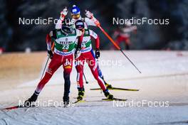 28.11.2021, Ruka, Finland (FIN): Stefan Rettenegger (AUT), Kasper Moen Flatla (NOR), (l-r)  - FIS world cup nordic combined men, individual gundersen HS142/10km, Ruka (FIN). www.nordicfocus.com. © Thibaut/NordicFocus. Every downloaded picture is fee-liable.